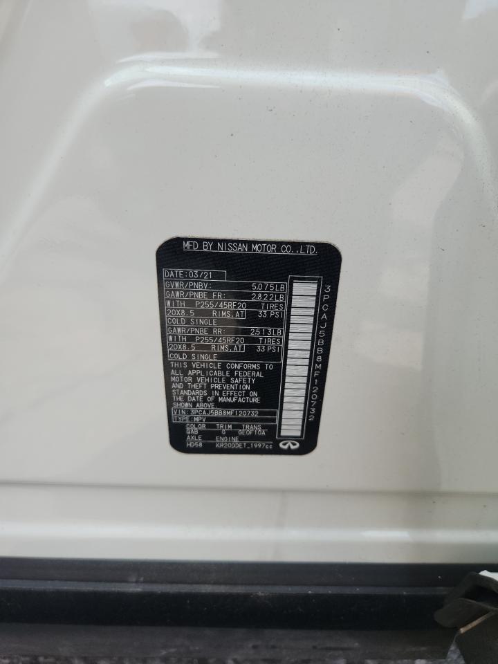 2021 Infiniti Qx50 Luxe VIN: 3PCAJ5BB8MF120732 Lot: 81575845