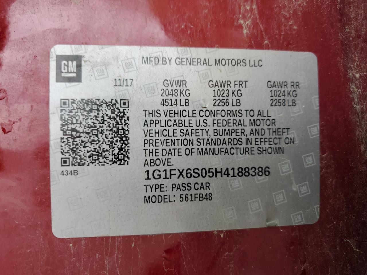 2017 Chevrolet Bolt Ev Premier VIN: 1G1FX6S05H4188386 Lot: 85345925