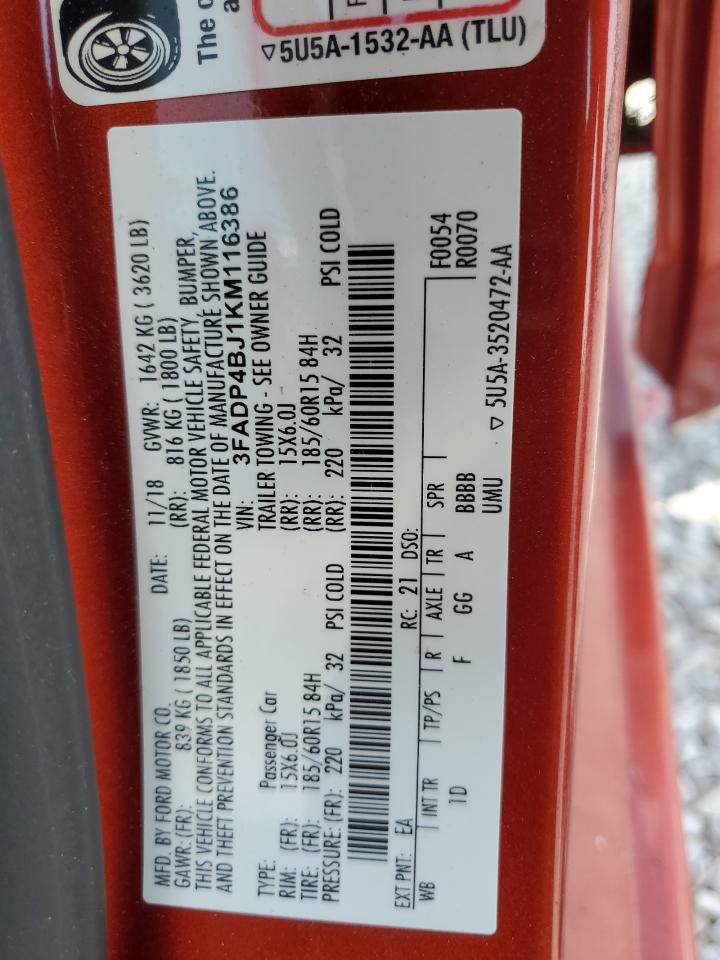 2019 Ford Fiesta Se VIN: 3FADP4BJ1KM116386 Lot: 81390585