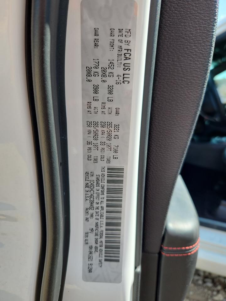 2016 Dodge Durango R/T VIN: 1C4SDHCT4GC394452 Lot: 80479235