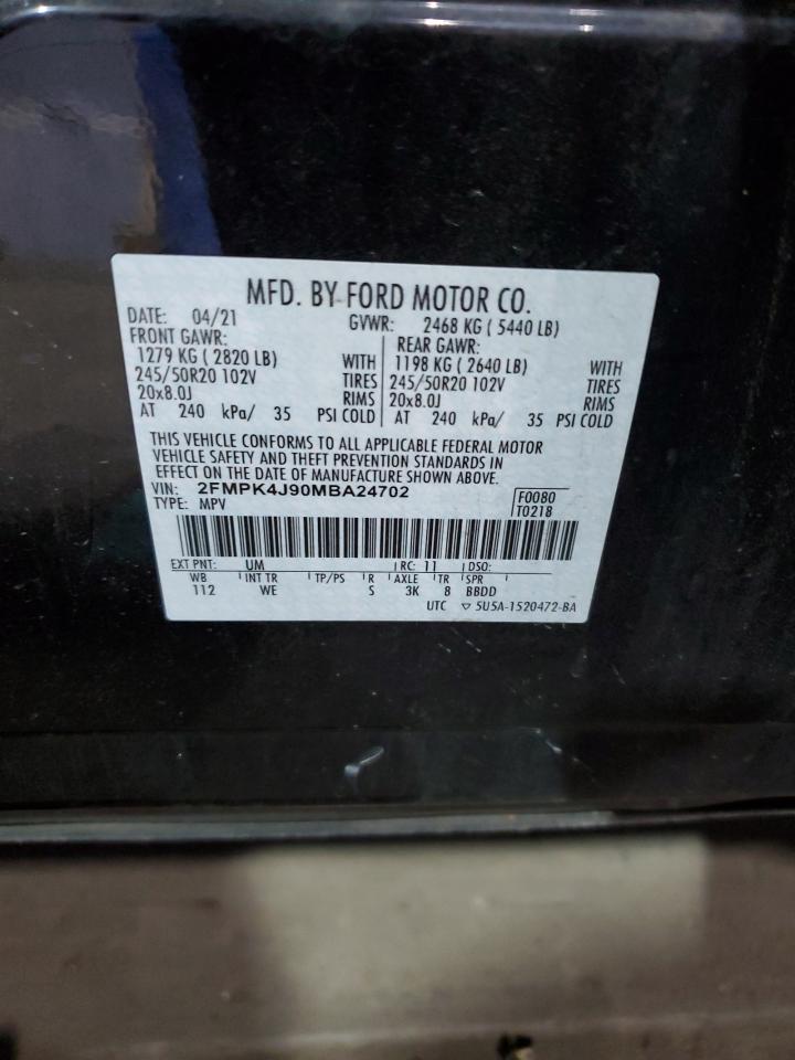 2021 Ford Edge Sel VIN: 2FMPK4J90MBA24702 Lot: 80515855