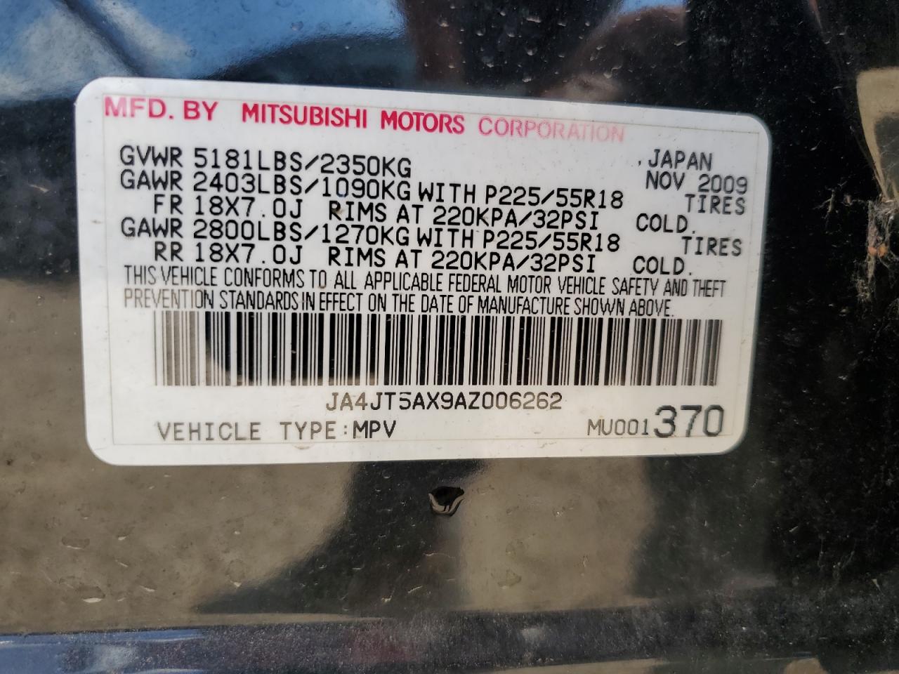 2010 Mitsubishi Outlander Gt VIN: JA4JT5AX9AZ006262 Lot: 70943015