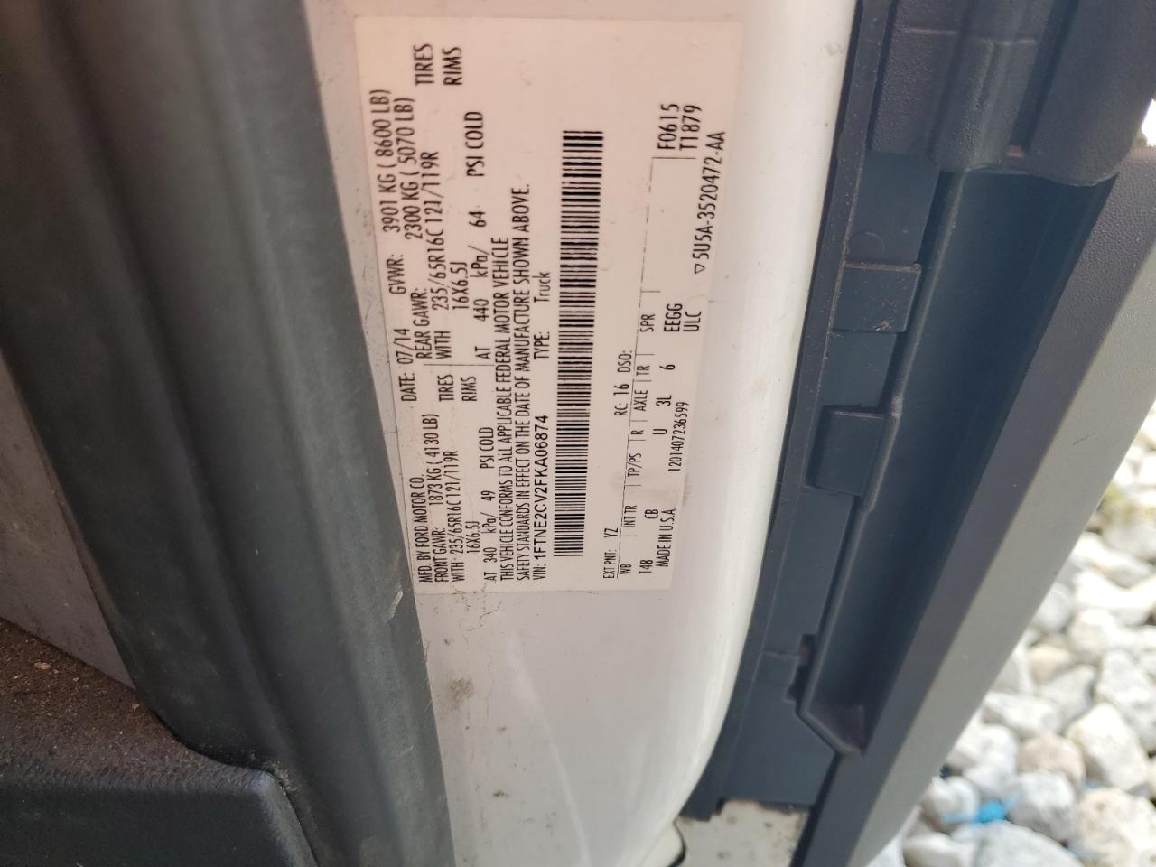 2015 Ford Transit T-150 VIN: 1FTNE2CV2FKA06874 Lot: 81272145