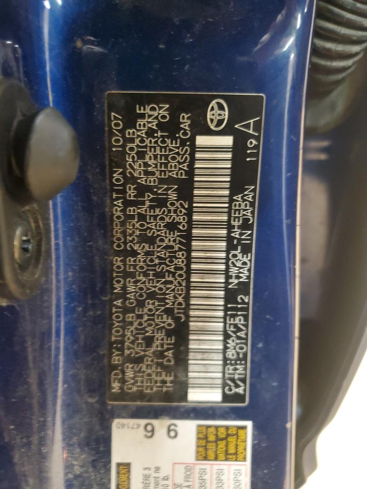 2008 Toyota Prius VIN: JTDKB20U887716892 Lot: 72076835