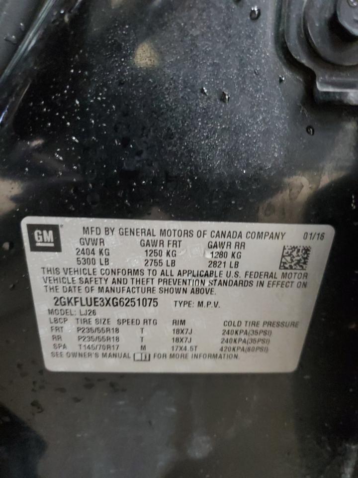 2016 GMC Terrain Slt VIN: 2GKFLUE3XG6251075 Lot: 81030285