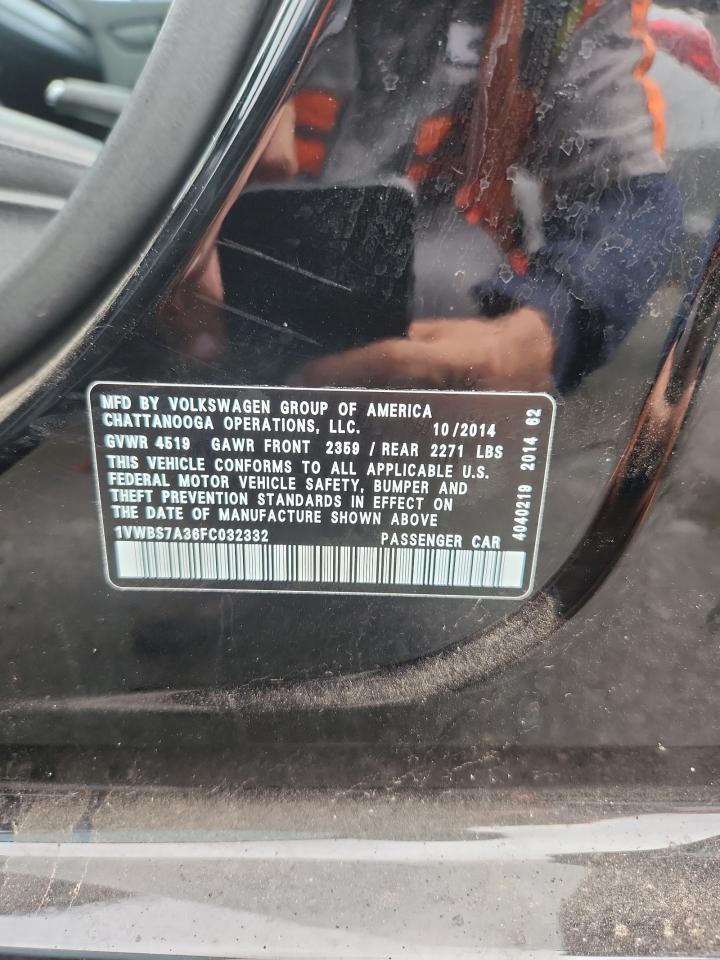 2015 Volkswagen Passat Se VIN: 1VWBS7A36FC032332 Lot: 81772255