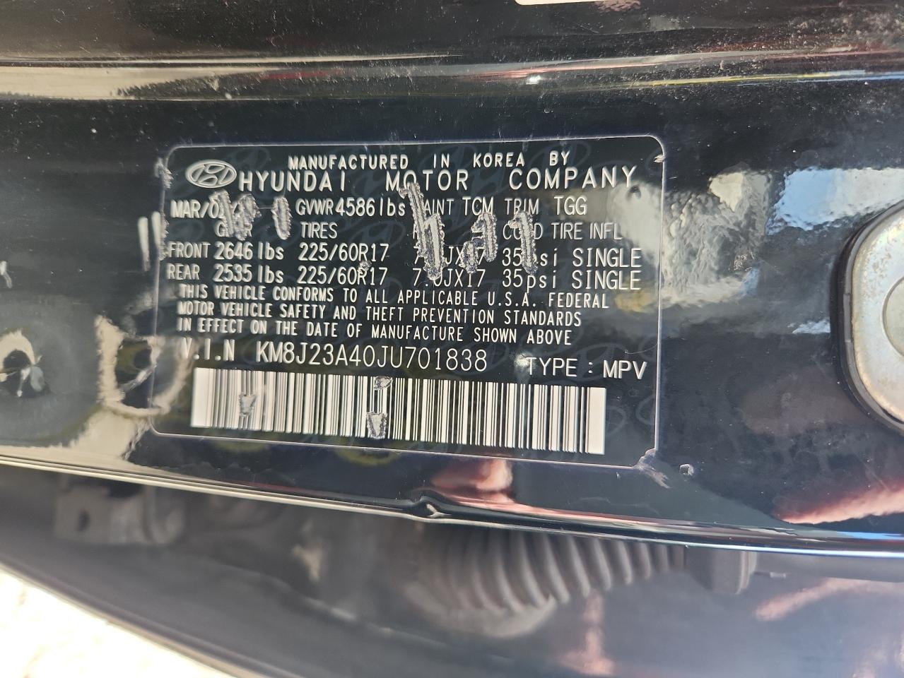 2018 Hyundai Tucson Se VIN: KM8J23A40JU701838 Lot: 81237415