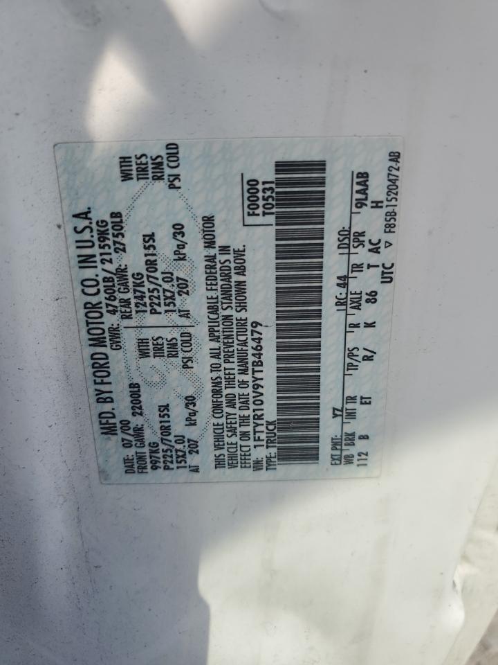 2000 Ford Ranger VIN: 1FTYR10V9YTB46479 Lot: 83850895