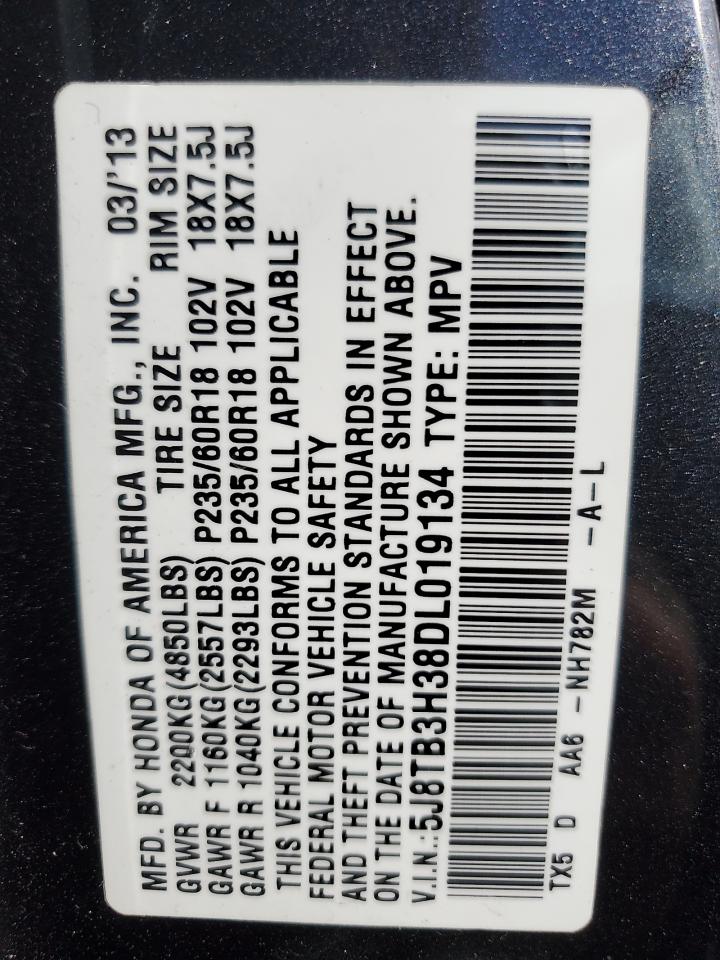 2013 Acura Rdx VIN: 5J8TB3H38DL019134 Lot: 80965035