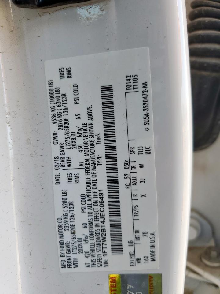 2018 Ford F250 Super Duty VIN: 1FT7W2BT4JEC06491 Lot: 70702115