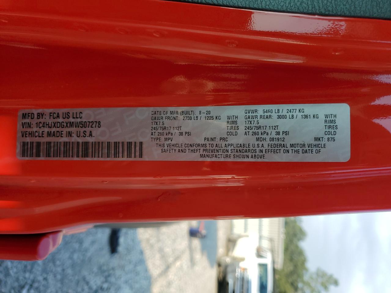 2021 Jeep Wrangler Unlimited Sport VIN: 1C4HJXDGXMW507278 Lot: 81240215