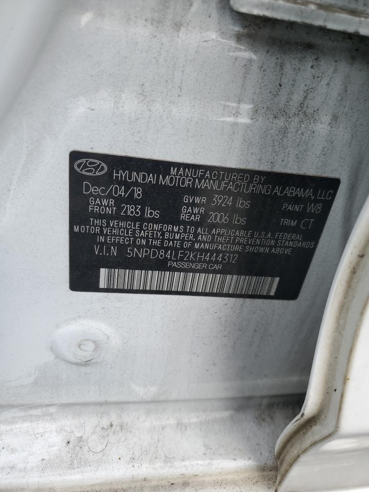 2019 Hyundai Elantra Sel VIN: 5NPD84LF2KH444312 Lot: 71915795