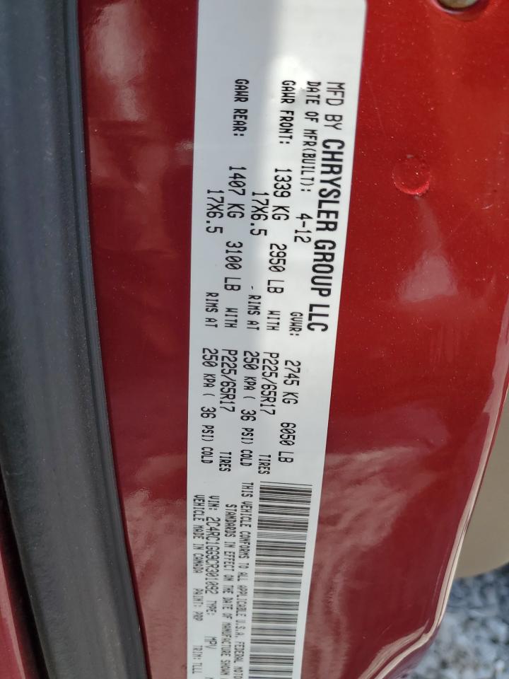 2012 Chrysler Town & Country Limited VIN: 2C4RC1GG9CR301092 Lot: 70082495