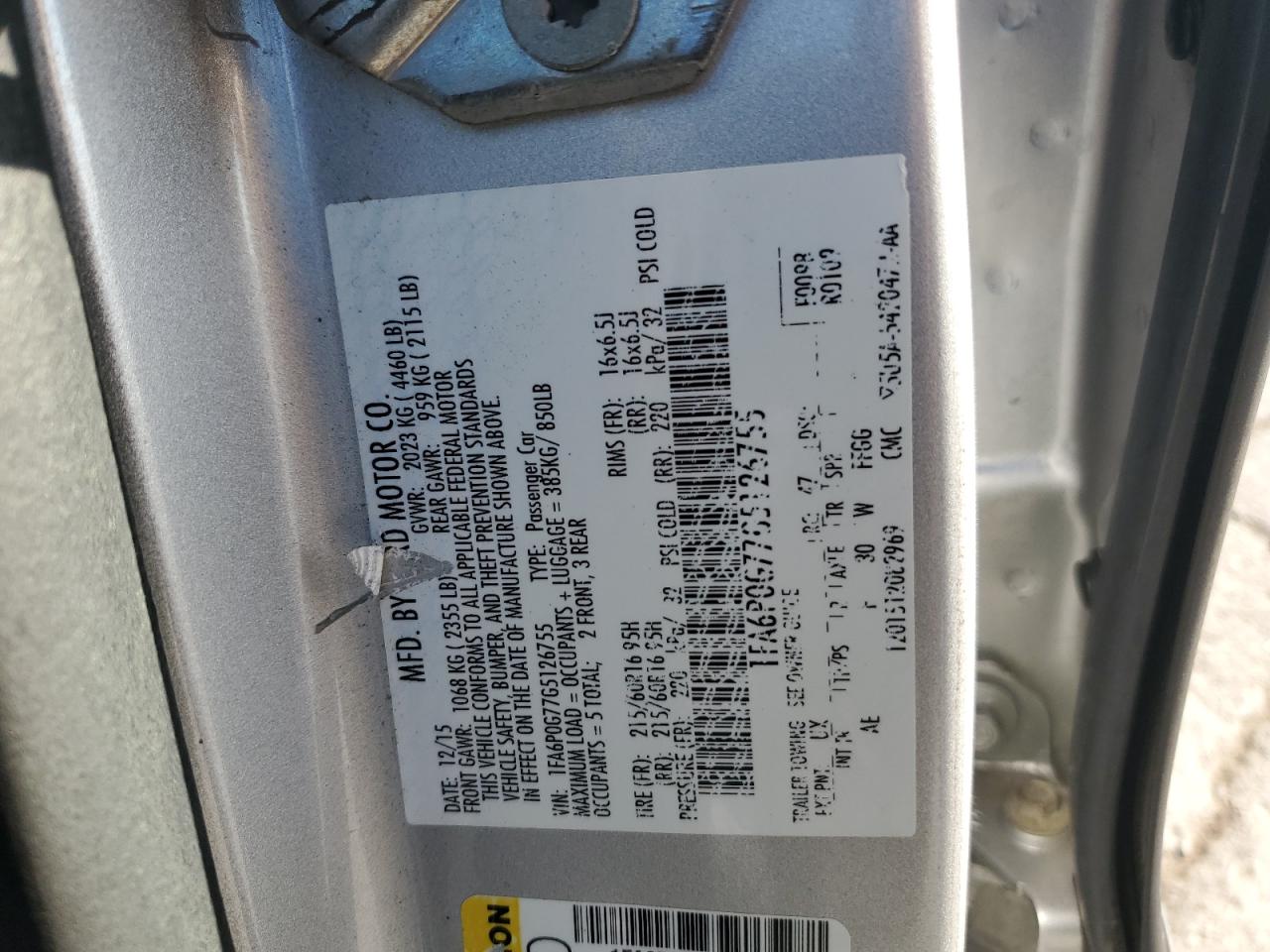 2016 Ford Fusion S VIN: 1FA6P0G77G5126755 Lot: 84699015