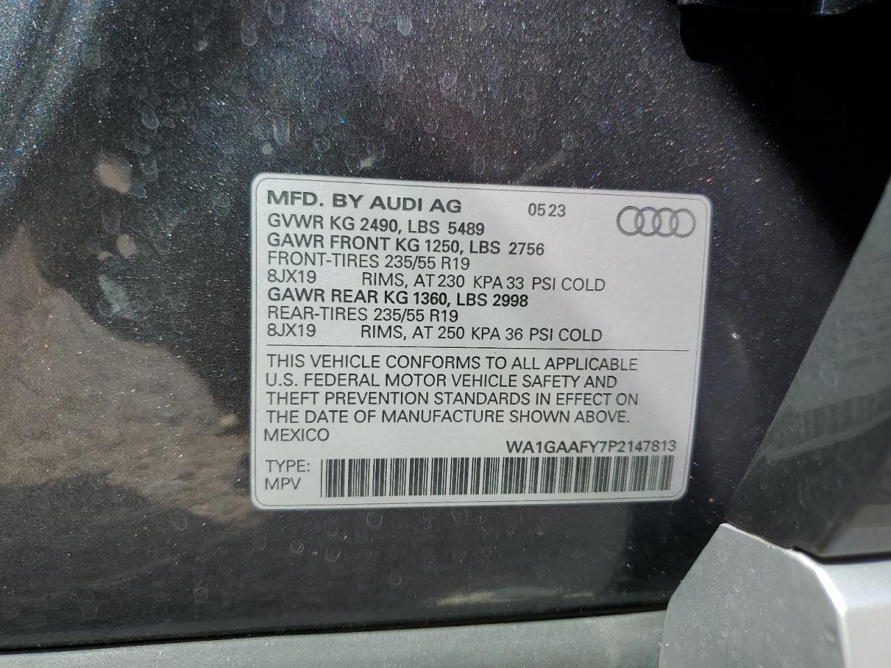 2023 Audi Q5 Premium 45 VIN: WA1GAAFY7P2147813 Lot: 71852335