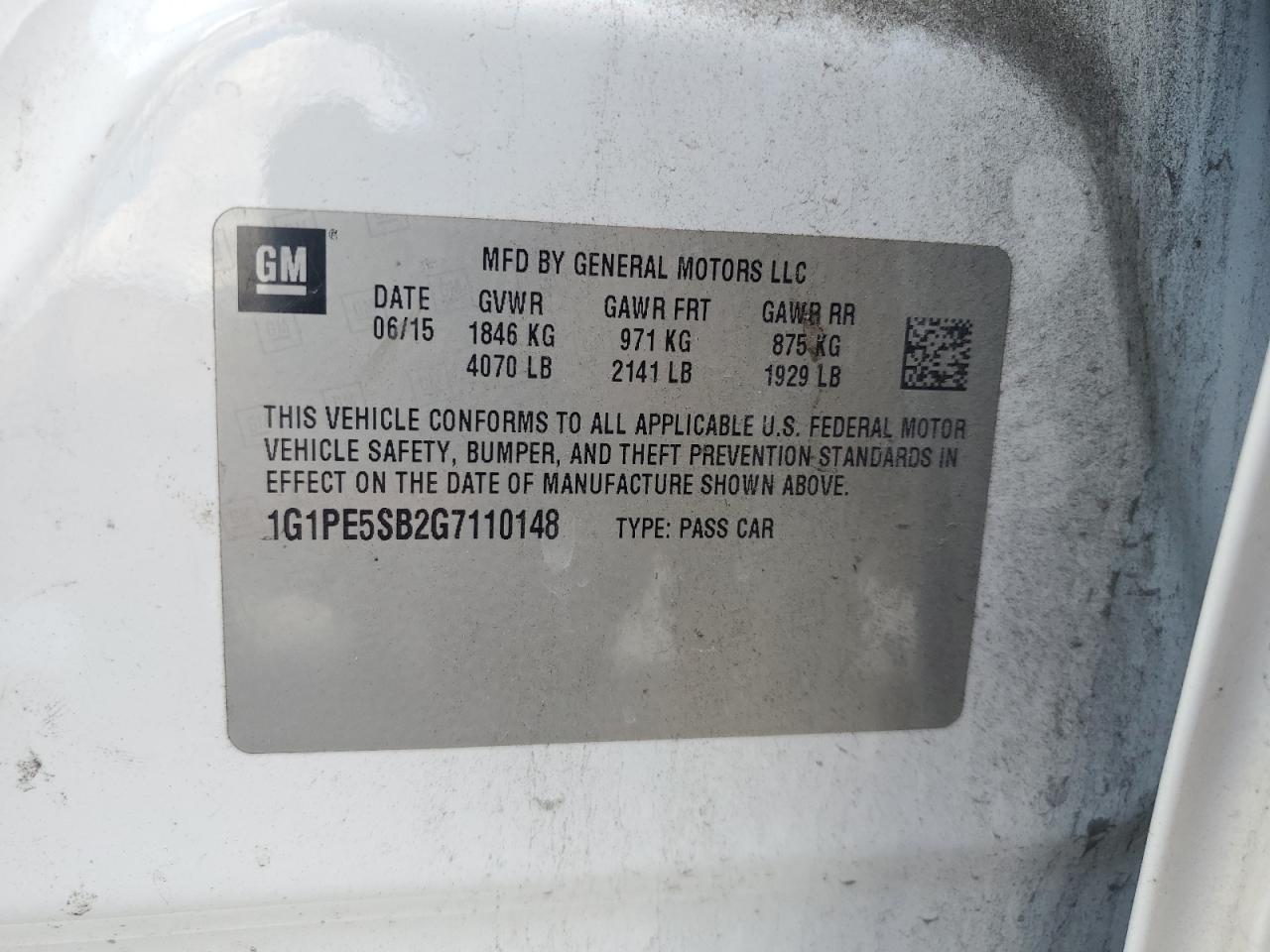 2016 Chevrolet Cruze Limited Lt VIN: 1G1PE5SB2G7110148 Lot: 81832415