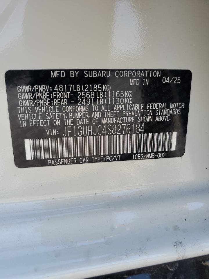 2025 Subaru Impreza Rs VIN: JF1GUHJC4S8276184 Lot: 80463575