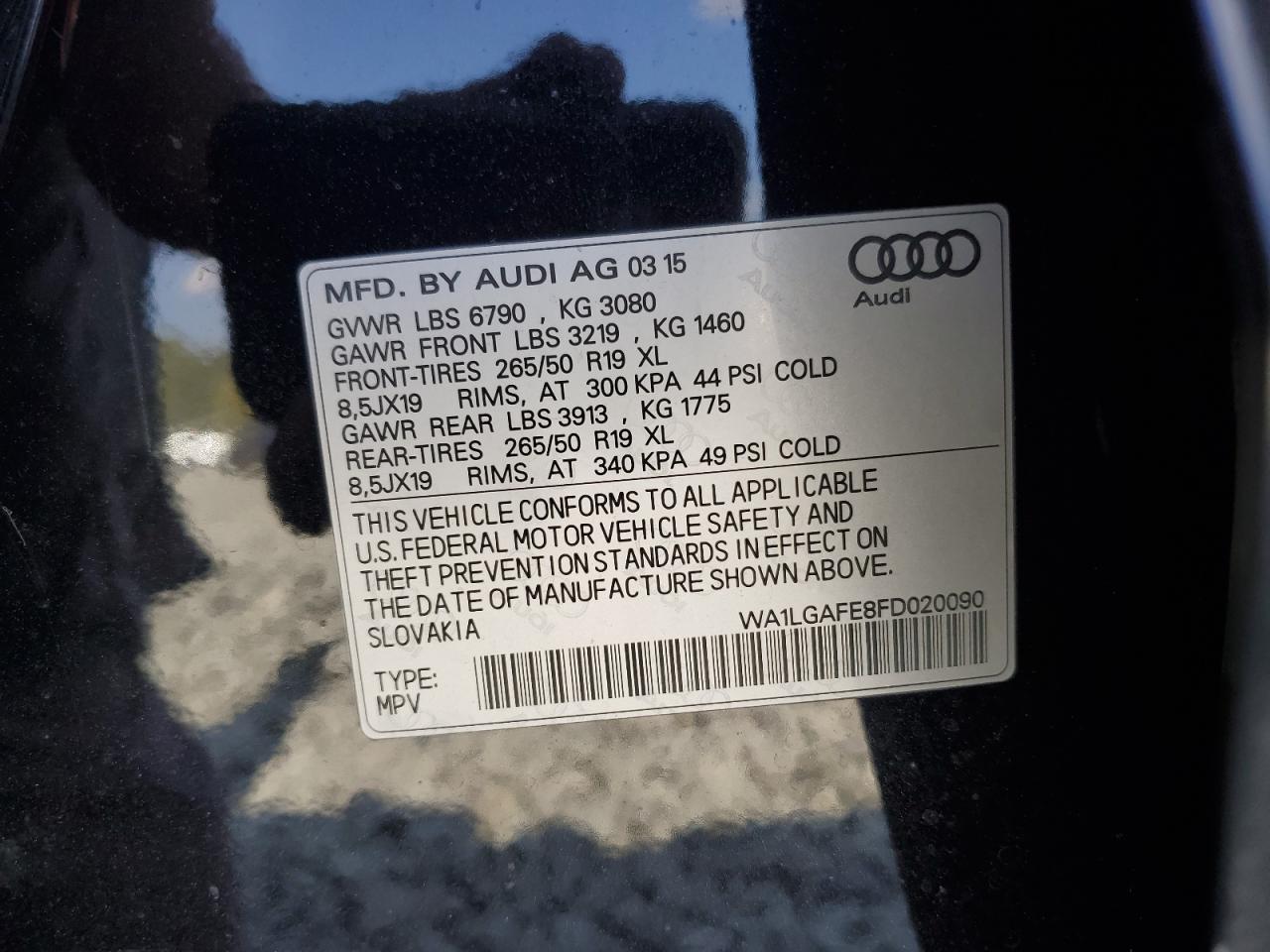 2015 Audi Q7 Premium Plus VIN: WA1LGAFE8FD020090 Lot: 82089925