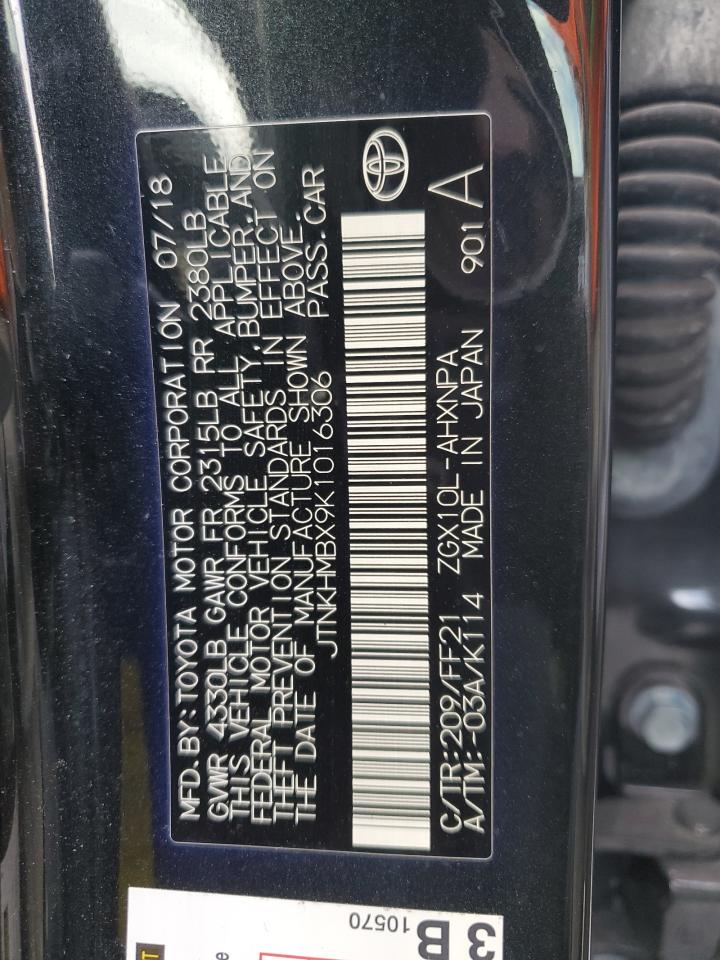 2019 Toyota C-Hr Xle VIN: JTNKHMBX9K1016306 Lot: 71834735