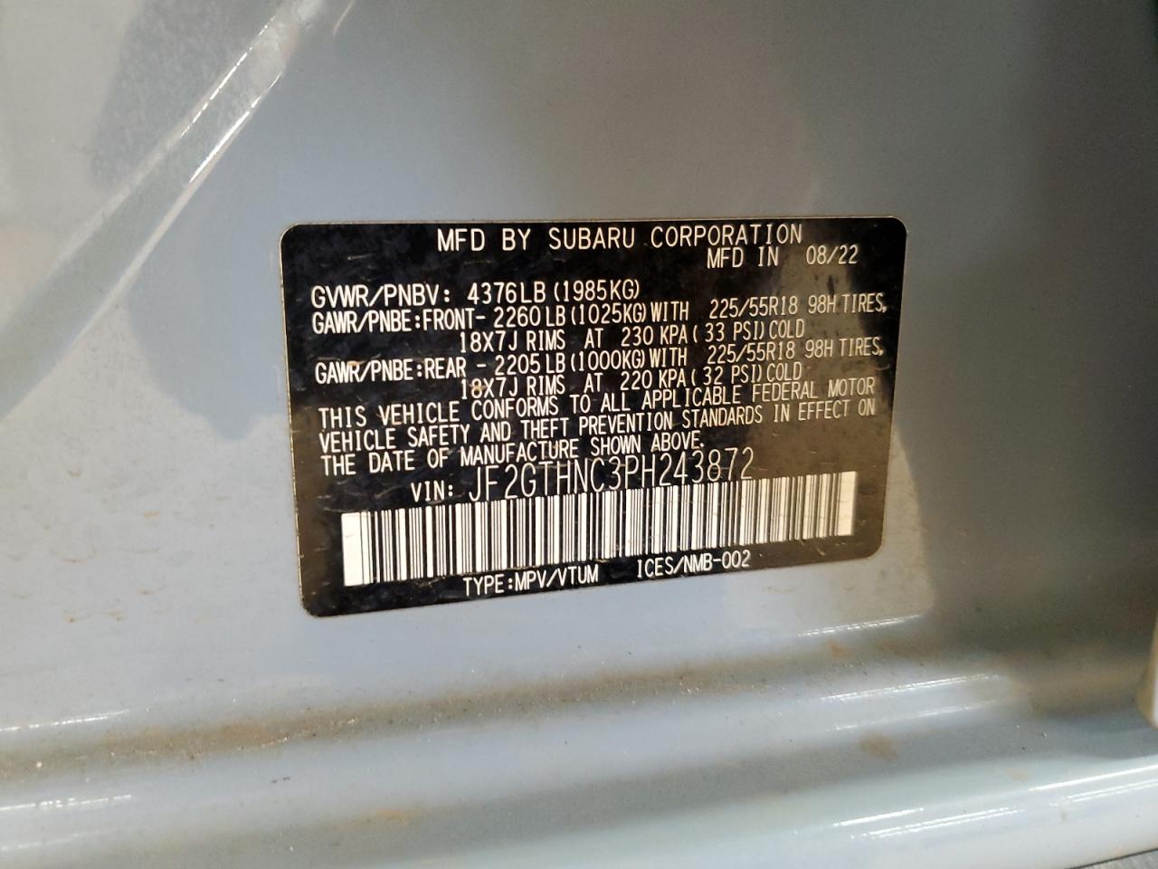 2023 Subaru Crosstrek Limited VIN: JF2GTHNC3PH243872 Lot: 80642445