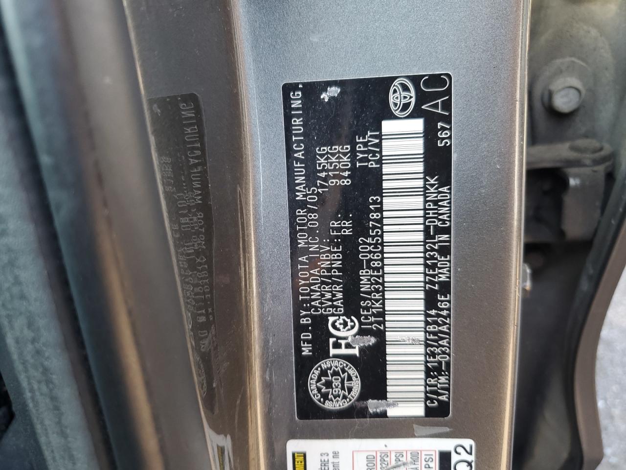 2006 Toyota Corolla Matrix Xr VIN: 2T1KR32E86C557813 Lot: 71914095