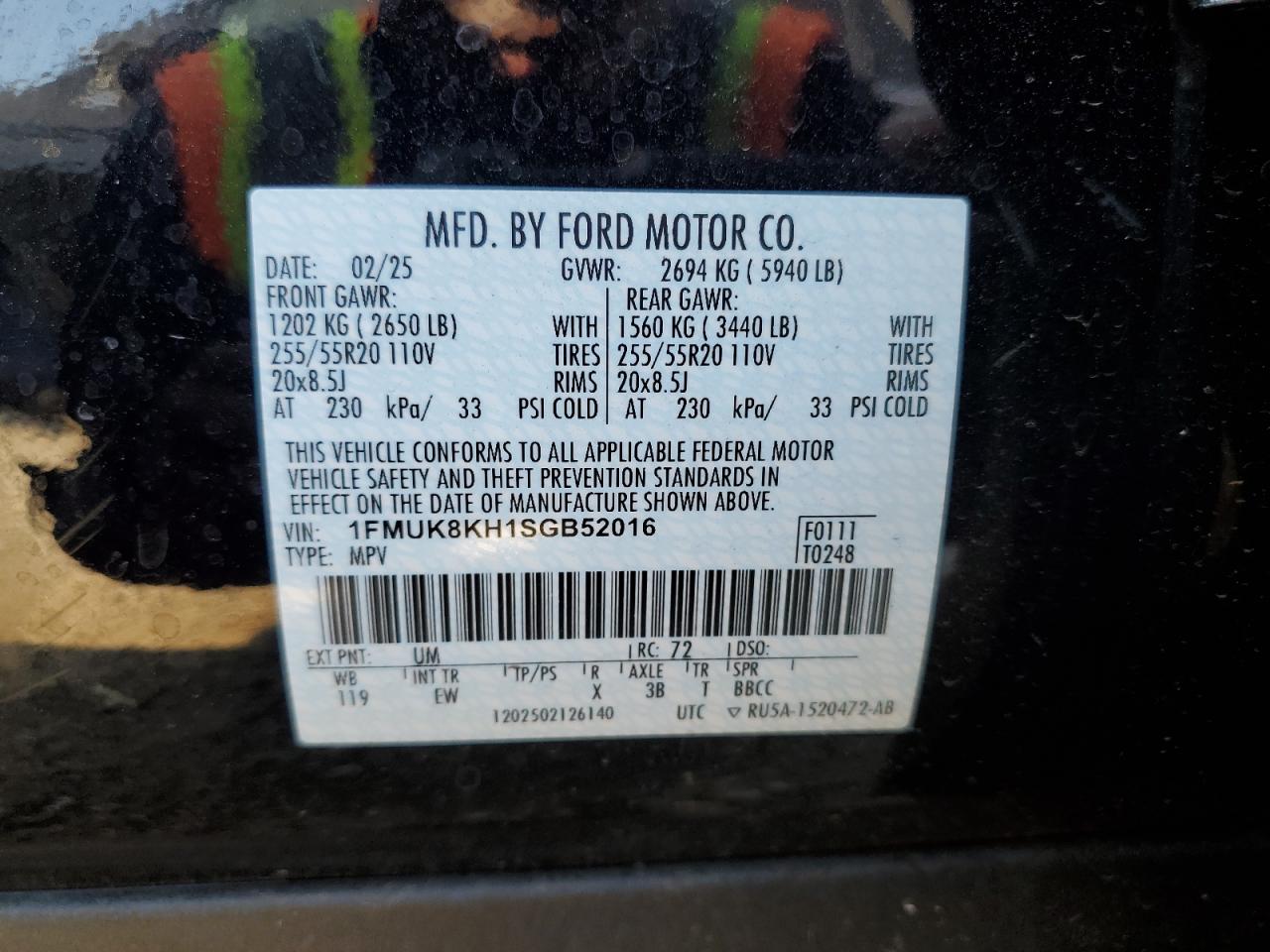 2025 Ford Explorer St-Line VIN: 1FMUK8KH1SGB52016 Lot: 81655465