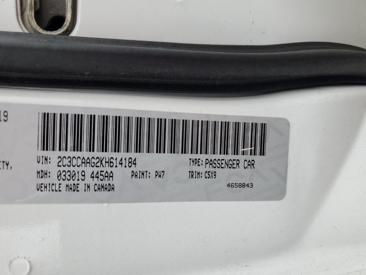 2019 Chrysler 300 Touring VIN: 2C3CCAAG2KH614184 Lot: 83998415