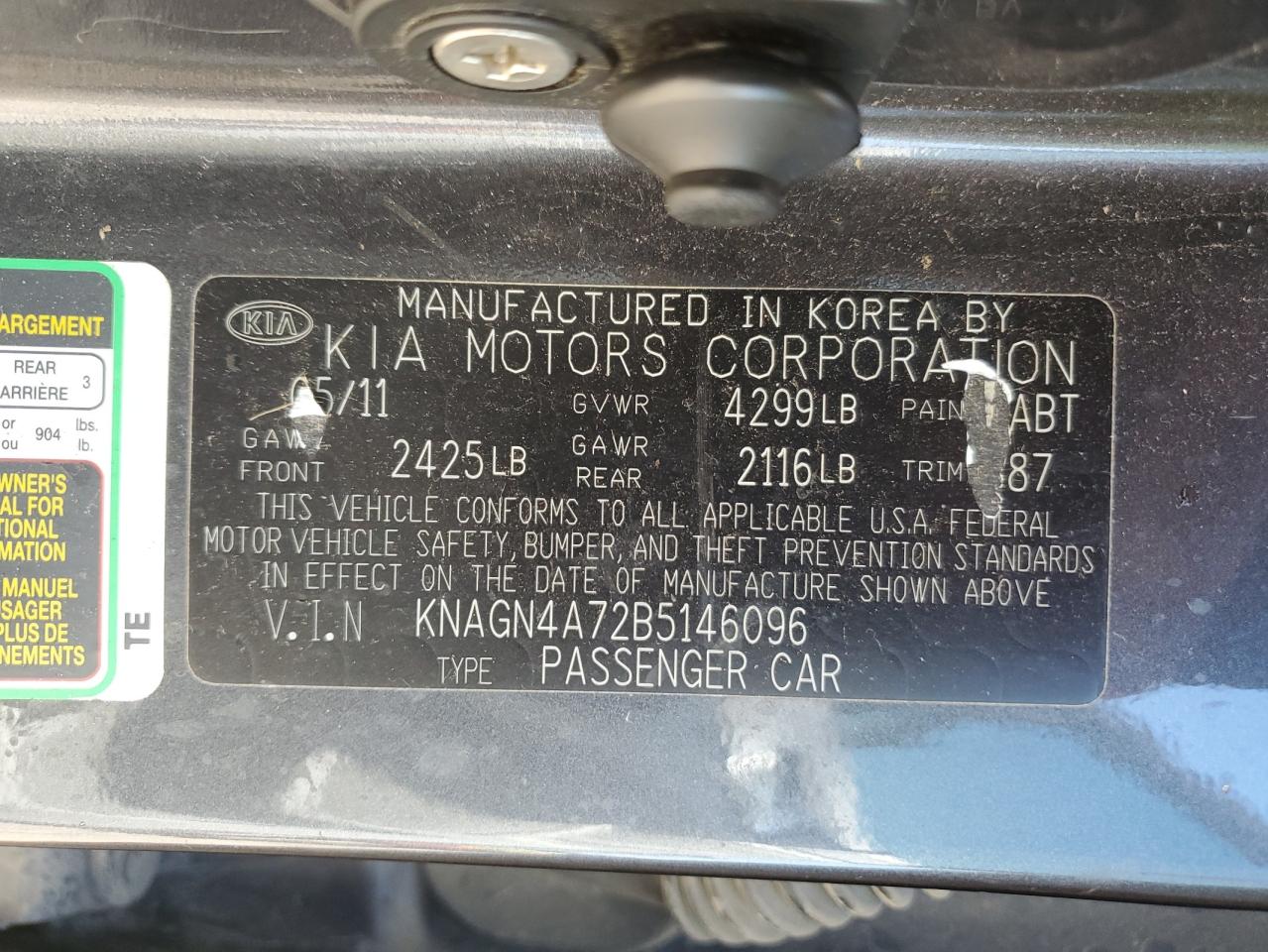 2011 Kia Optima Ex VIN: KNAGN4A72B5146096 Lot: 80566725