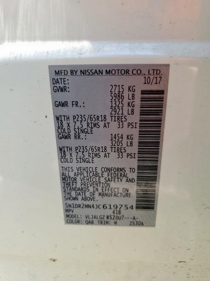 2018 Nissan Pathfinder S VIN: 5N1DR2MN4JC619754 Lot: 84587625