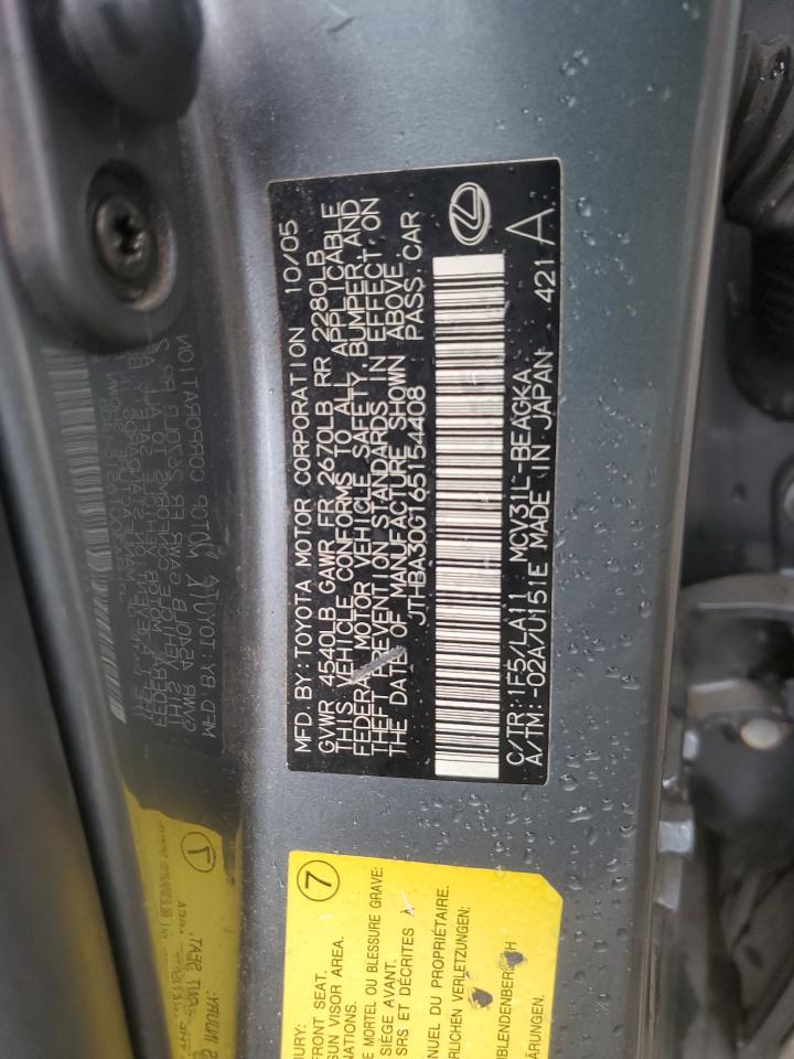 2006 Lexus Es 330 VIN: JTHBA30G165154408 Lot: 84726945