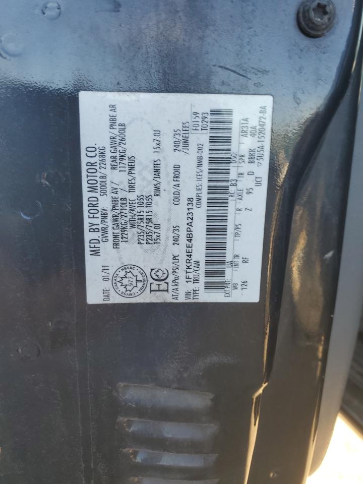 2011 Ford Ranger Super Cab VIN: 1FTKR4EE4BPA23138 Lot: 80442445