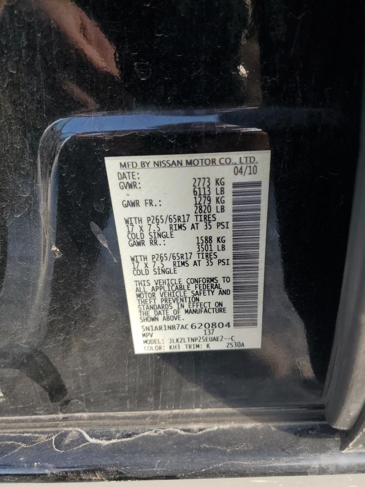 2010 Nissan Pathfinder S VIN: 5N1AR1NB7AC620804 Lot: 80955765
