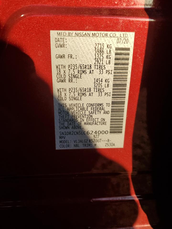 2020 Nissan Pathfinder Sl VIN: 5N1DR2CN5LC624000 Lot: 80475605