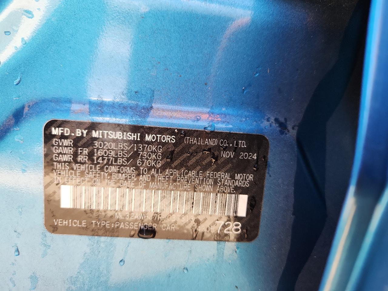 2024 Mitsubishi Mirage Se VIN: ML32AWHJ7RH037313 Lot: 80937205