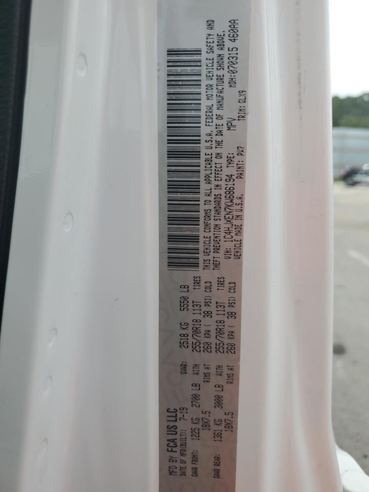 2019 Jeep Wrangler Unlimited Sahara VIN: 1C4HJXEN7KW686194 Lot: 80092205