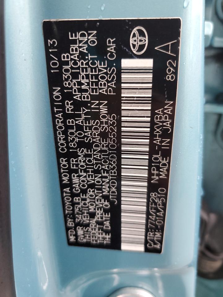 2013 Toyota Prius C VIN: JTDKDTB36D1055235 Lot: 71885895