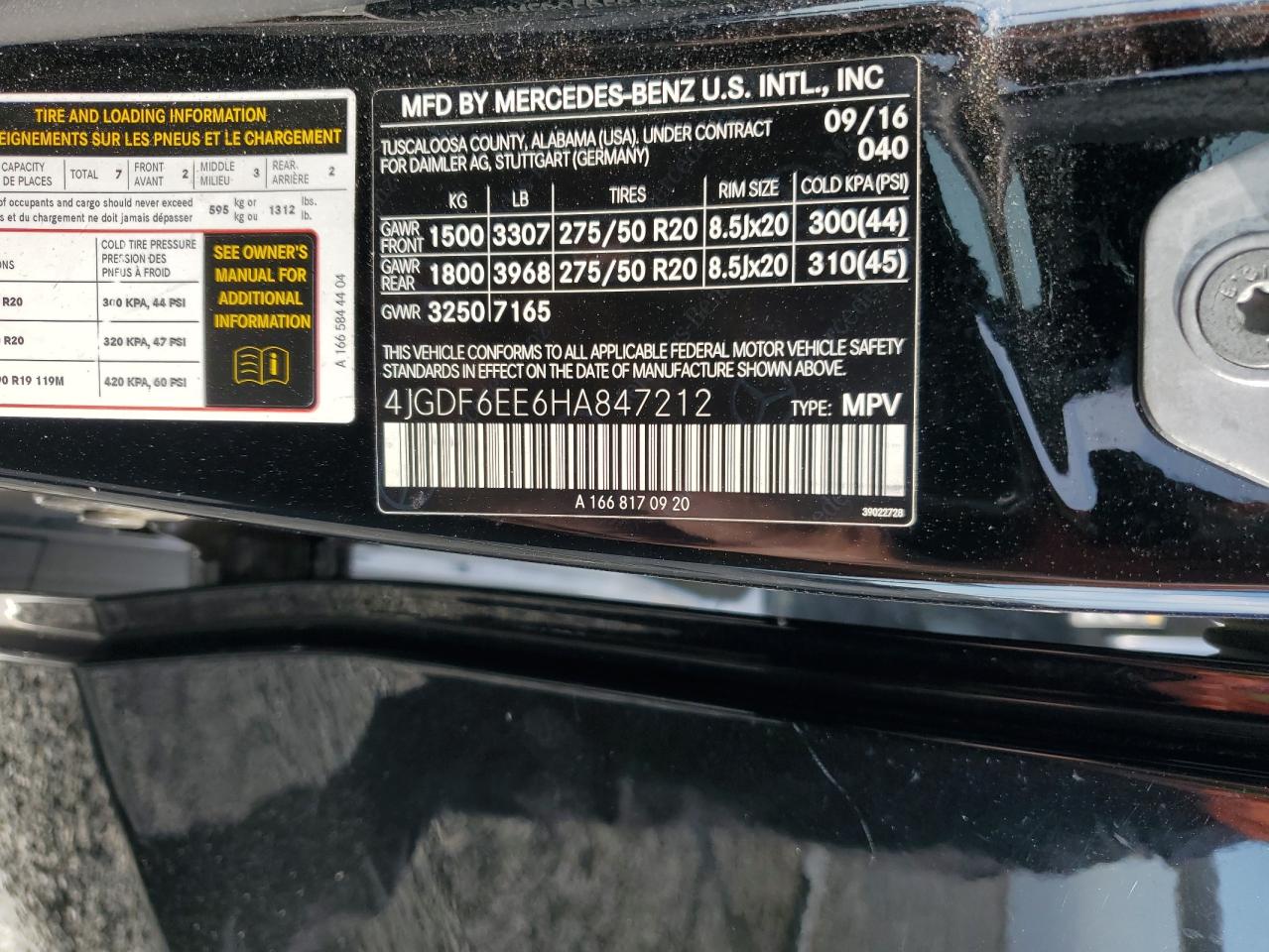 2017 Mercedes-Benz Gls 450 4Matic VIN: 4JGDF6EE6HA847212 Lot: 82119775