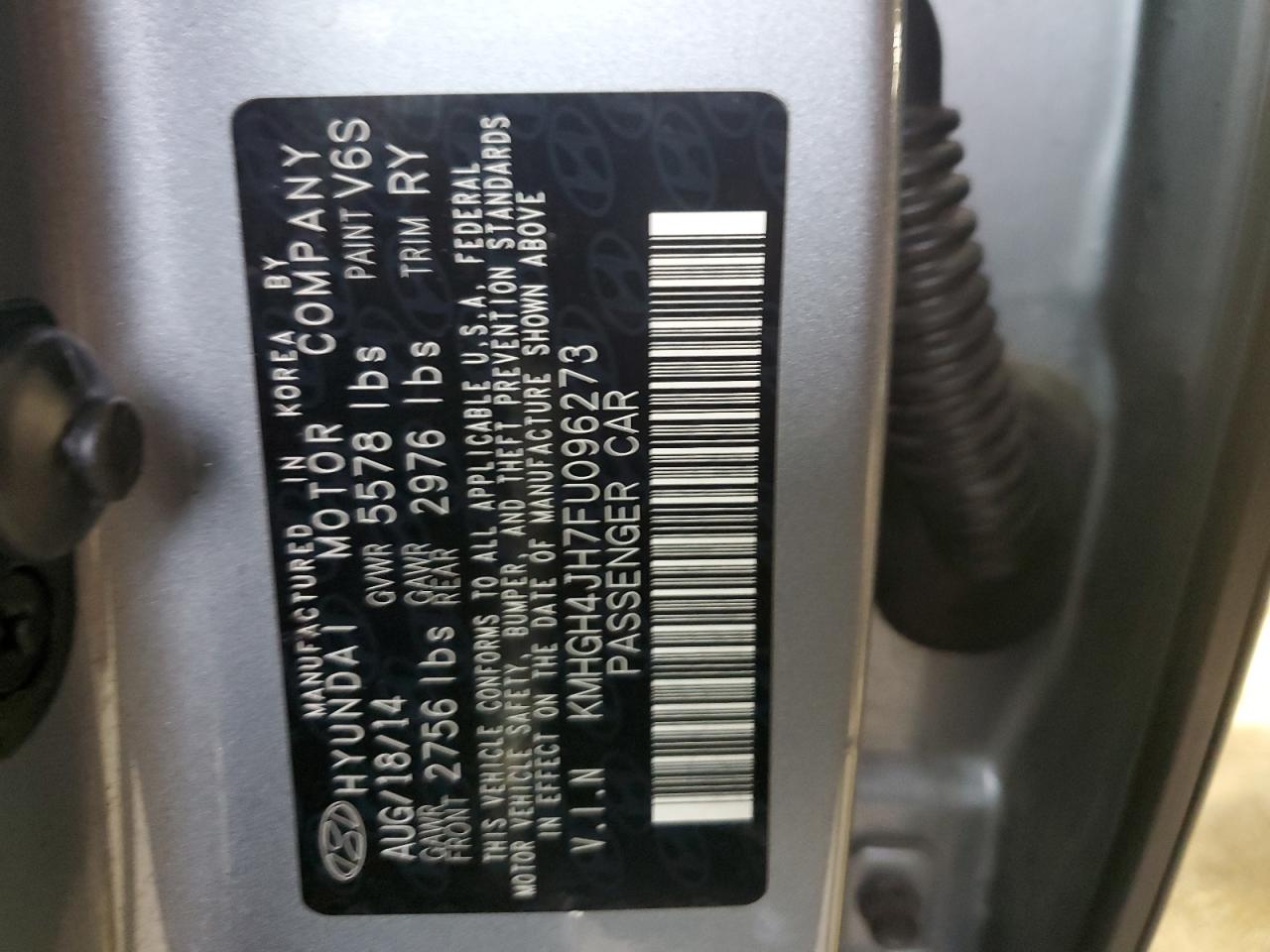 2015 Hyundai Equus Signature VIN: KMHGH4JH7FU096273 Lot: 80267455