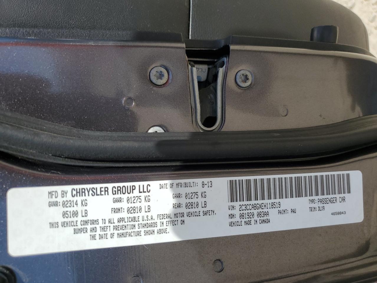 2014 Chrysler 300 S VIN: 2C3CCABGXEH118519 Lot: 71638825