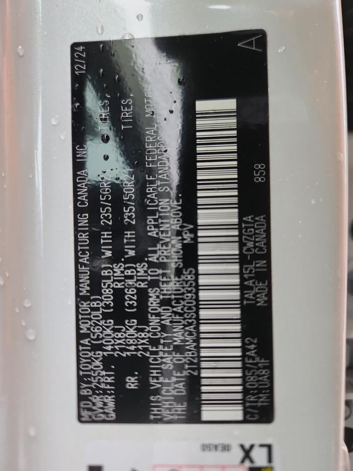 2025 Lexus Rx 350 Base VIN: 2T2BAMCA3SC093585 Lot: 84410195