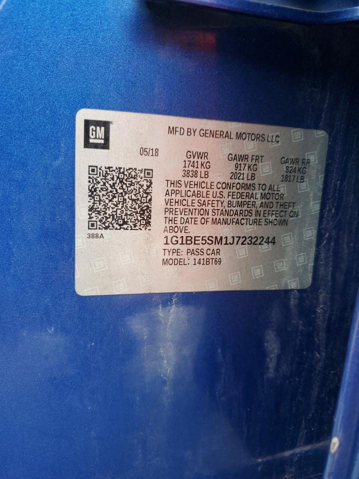 2018 Chevrolet Cruze Lt VIN: 1G1BE5SM1J7232244 Lot: 82100225