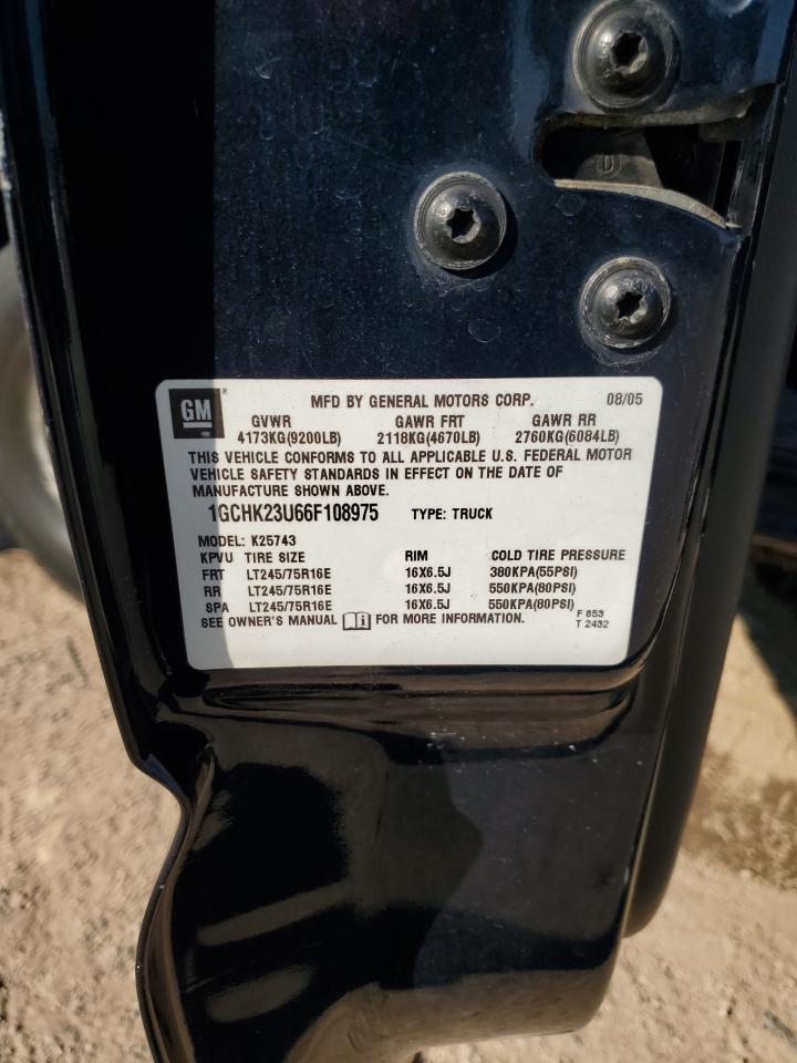 2006 Chevrolet Silverado K2500 Heavy Duty VIN: 1GCHK23U66F108975 Lot: 81259415