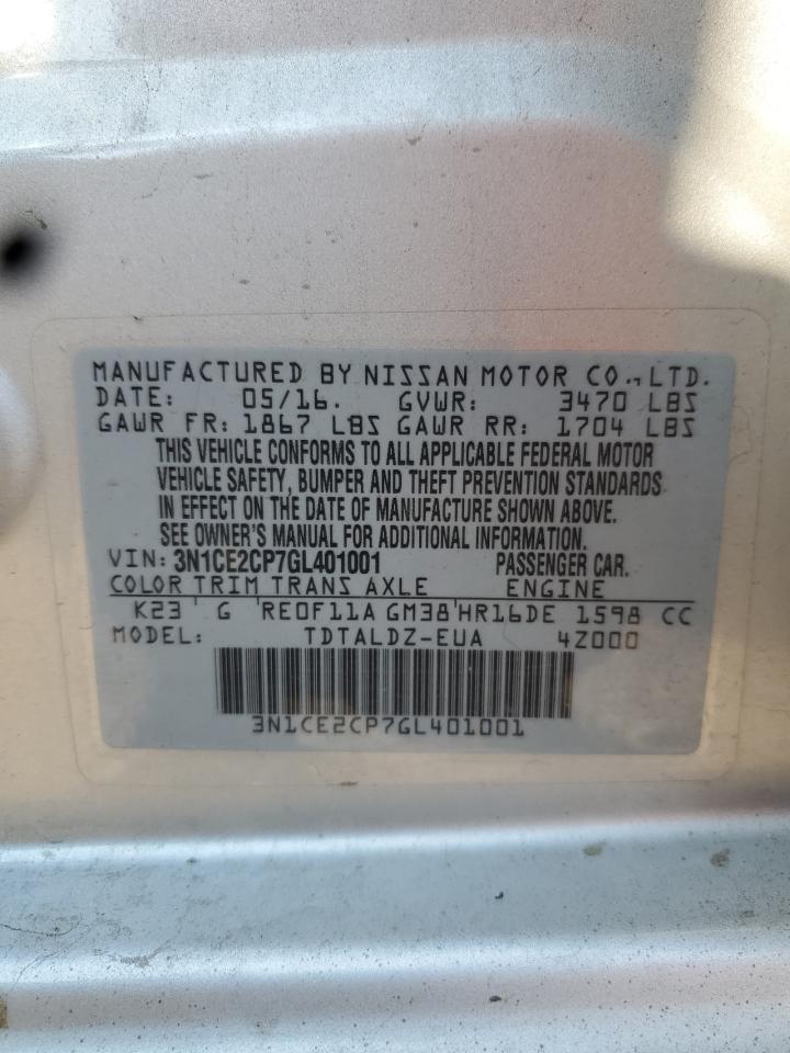 2016 Nissan Versa Note S VIN: 3N1CE2CP7GL401001 Lot: 80146785