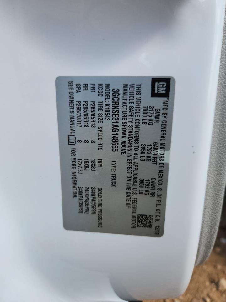 2010 Chevrolet Silverado K1500 Lt VIN: 3GCRKSE31AG148655 Lot: 81879615