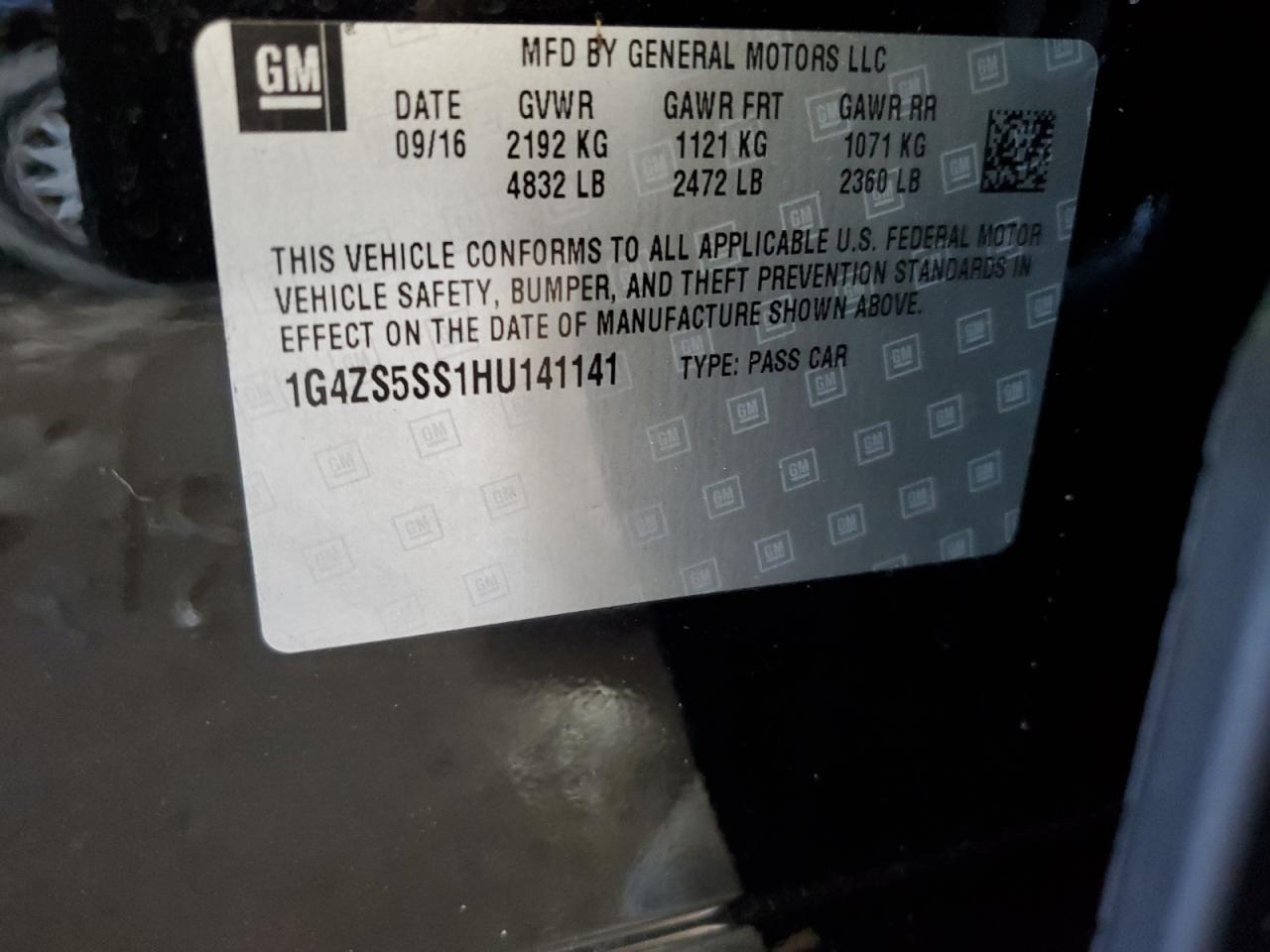 2017 Buick Lacrosse Premium VIN: 1G4ZS5SS1HU141141 Lot: 80641255