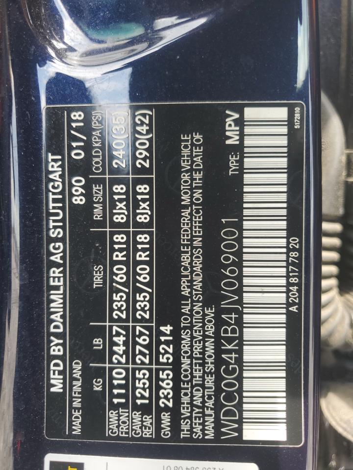 2018 Mercedes-Benz Glc 300 4Matic VIN: WDC0G4KB4JV069001 Lot: 70877205