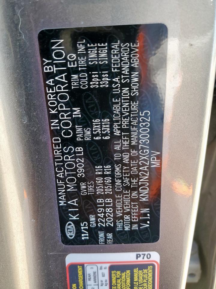 2016 Kia Soul VIN: KNDJN2A2XG7300325 Lot: 71917395