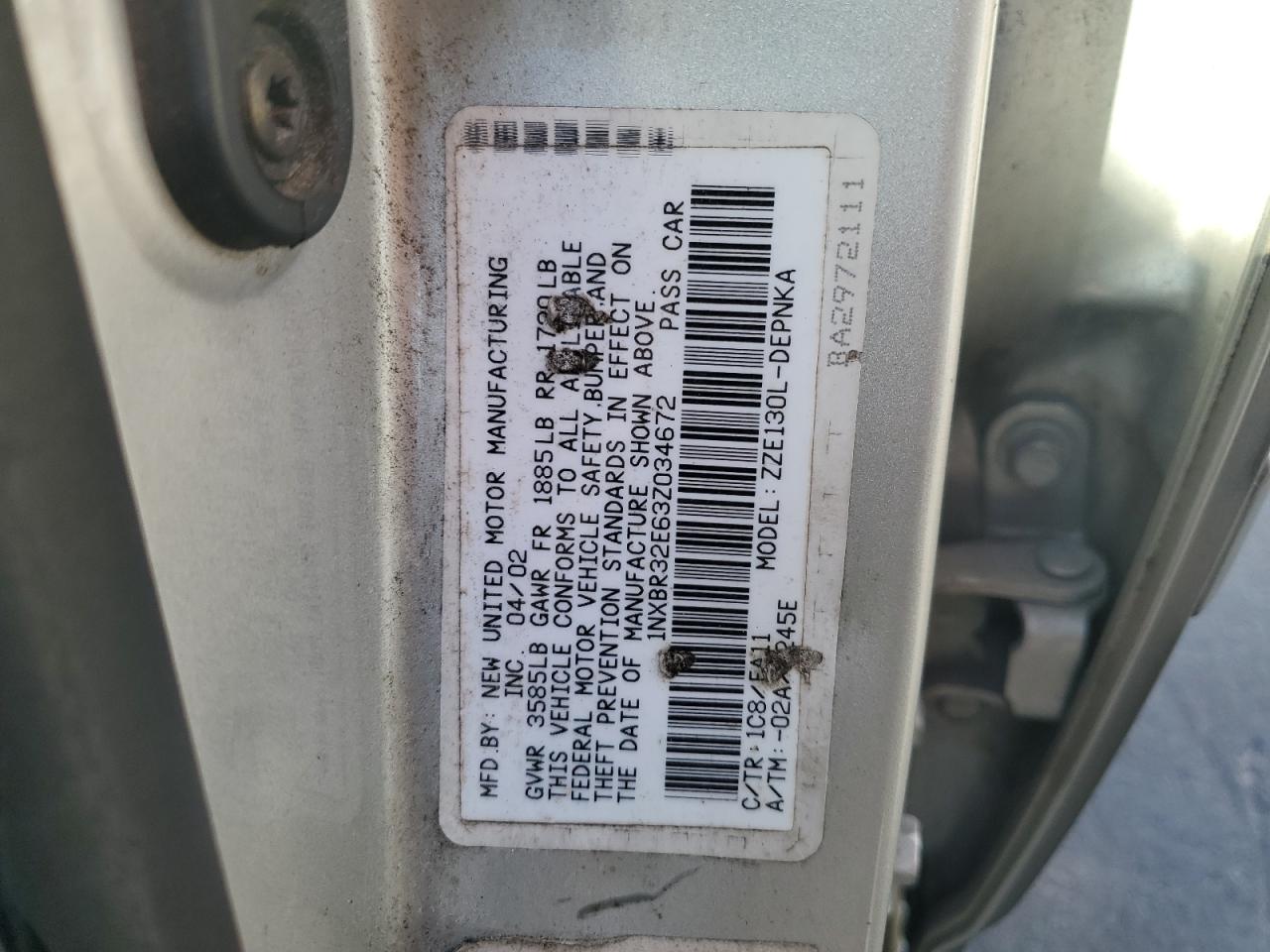 2003 Toyota Corolla Ce VIN: 1NXBR32E63Z034672 Lot: 82132705