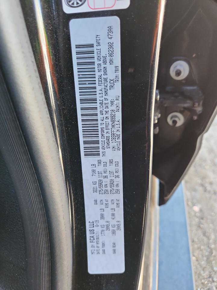 2019 Ram 1500 Big Horn/Lone Star VIN: 1C6SRFFTXKN899210 Lot: 83941395