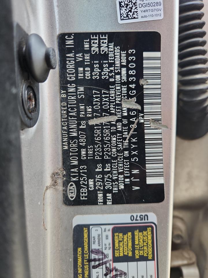 2014 Kia Sorento Lx VIN: 5XYKT3A63EG438033 Lot: 81080485